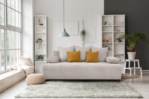 Canapea extensibil Perugia, textil reyat, Dove