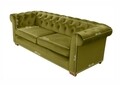 Canapea extensibila Oxford Chesterfield, 3 locuri, Olive