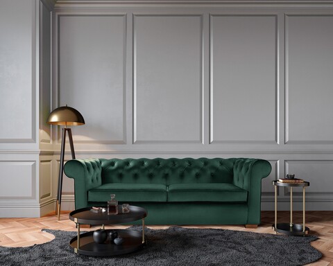 Canapea extensibila Oxford Chesterfield, 3 locuri, Green