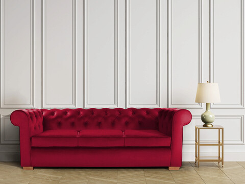 Canapea Oxford Chesterfield, 3 locuri, Rosu