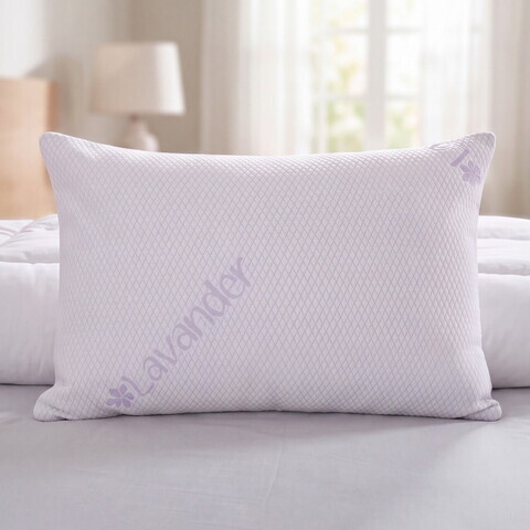 Perna Lavanda Therapy Memory, fulgi de memorie, husa tricot, alb/mov