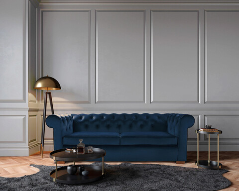 Canapea Oxford Chesterfield, 2 locuri, Albastru