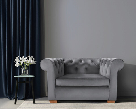 Fotoliu Oxford Chesterfield, Gri antracit