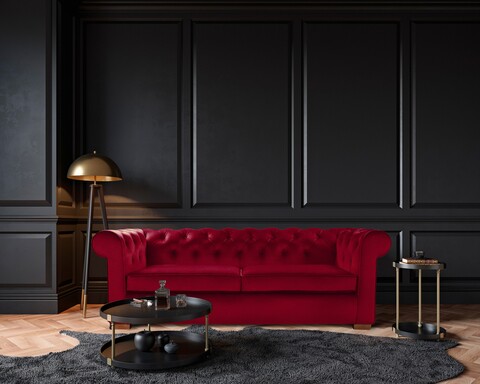 Canapea extensibila Oxford Chesterfield, 3 locuri, Red