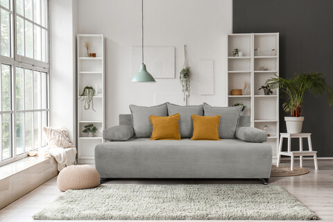 Canapea extensibil Perugia, textil reyat, Gri