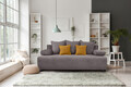 Canapea extensibil Perugia, textil reyat, Gri cenusiu