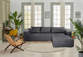 Coltar extensibil reversibil Verona Graphite cu lada de depozitare