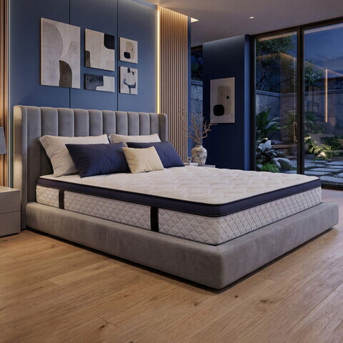 Saltea Navy Kaltschaum Pocket, 140x200x30 cm, Arcuri Individuale, Spuma 7 Zone de Confort, fermitate medie