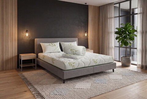 Pachet Saltea Combo Eucalyptus 160x190x16 cm, ortopedica, cu pilota 200x220 cm si 2 perne 50x70 cm