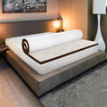 Topper Fitt Chamomile 160x190 cm, 7 Zone de Confort, Husa hipoalergenica detasabila, lavabila