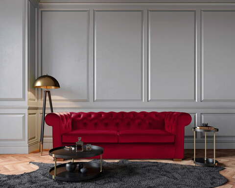 Canapea Oxford Chesterfield, 2 locuri, Rosu