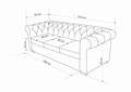 Canapea Oxford Chesterfield, 3 locuri, Albastru