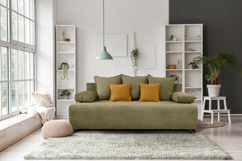 Canapea extensibil Perugia, textil reyat, Olive