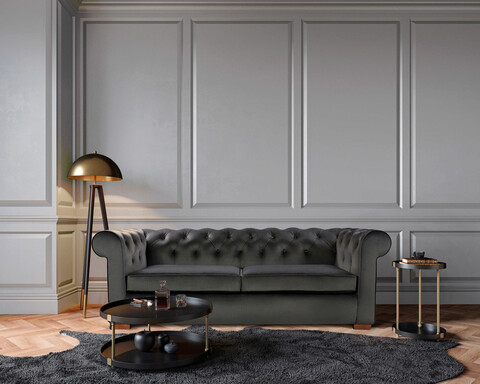 Canapea Oxford Chesterfield, 2 locuri, Gri antracit