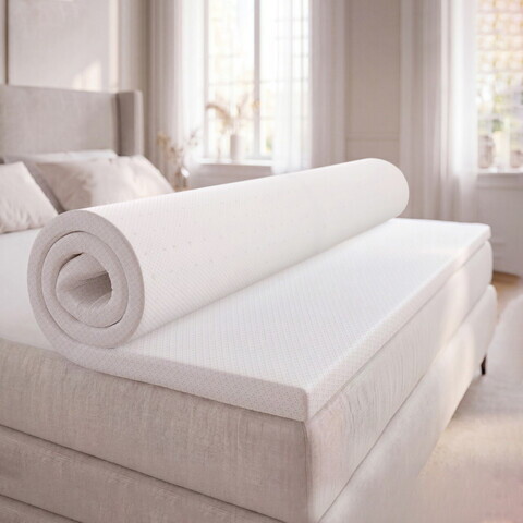 Topper Argentum Latex 90x200 cm, spuma latex, medie, 4 cm, husa detasabila cu ioni de argint, lavabila